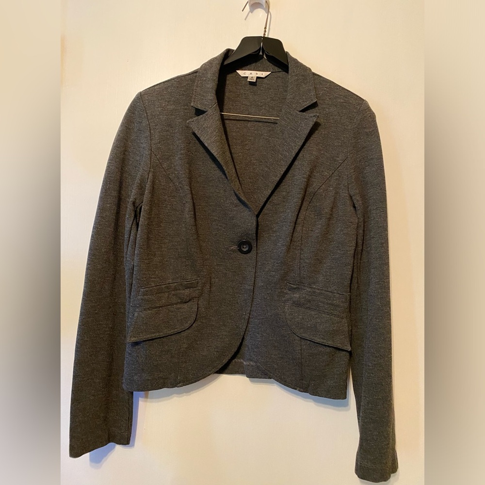 CAbi cropped jacket, slate grey, size small